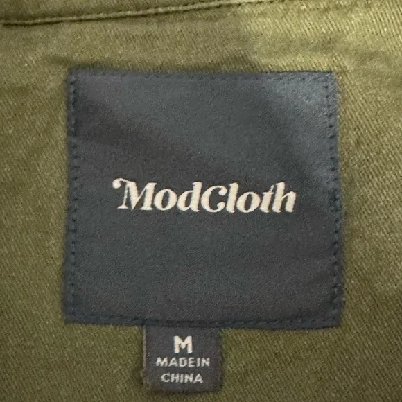Modcloth Olive/ Army Green Utility Jacket with Patterned Accents Tag Size Medium - Picture 4 of 15